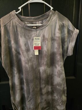 Women's Tie-Dye Short Sleeve Top - Grayish